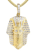 14K Yellow Gold Masked Pharaoh Pendant & Franco Chain | 0.35 Carats