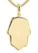 14K Yellow Gold Masked Pharaoh Pendant & Franco Chain | 0.35 Carats