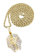 10K Yellow Gold Pharaoh Pendant & Rope Chain | 0.25 Carats