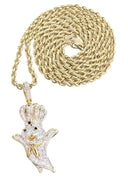 14K Yellow Gold Pillsbury Boy Diamond Pendant & Rope Chain | 0.79 Carats