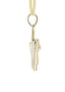 14K Yellow Gold Hand Diamond Pendant & Cuban Chain | 0.36 Carats