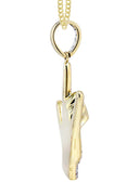 14K Yellow Gold Hand Diamond Pendant & Cuban Chain | 0.46 Carats