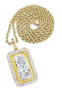 10K Yellow Gold Bar Pendant & Rope Chain | 0.59 Carats