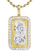 10K Yellow Gold Bar Pendant & Rope Chain | 0.59 Carats