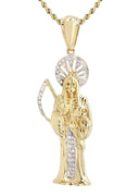 10K Yellow Gold St. Death Diamond Pendant & Rope Chain | 0.17 Carats