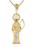 10K Yellow Gold St. Death Diamond Pendant & Rope Chain | 0.17 Carats