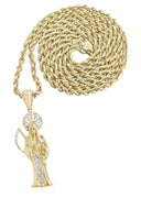 10K Yellow Gold St. Death Diamond Pendant & Rope Chain | 0.17 Carats
