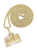10K Yellow Gold Last Supper Diamond Pendant & Rope Chain | 0.36 Carats
