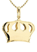 14K Yellow Gold Crown Diamond Pendant & Rope Chain | 0.16 Carats