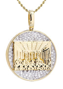 10K Yellow Gold Last Supper Diamond Pendant & Rope Chain | 0.32 Carats