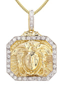 14K Yellow Gold Versace Diamond Pendant & Franco Chain | 0.48 Carats