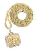 14K Yellow Gold Versace Diamond Pendant & Franco Chain | 0.48 Carats