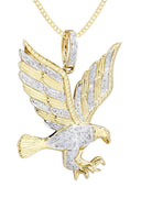 10K Yellow Gold Eagle Diamond Pendant & Cuban Chain | 0.27 Carats