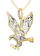 10K Yellow Gold Eagle Diamond Pendant & Cuban Chain | 0.27 Carats