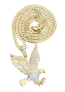 10K Yellow Gold Eagle Diamond Pendant & Cuban Chain | 0.27 Carats