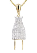 10K Yellow Gold Plug Diamond Pendant & Franco Chain | 0.66 Carats