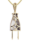 10K Yellow Gold Plug Diamond Pendant & Franco Chain | 0.66 Carats