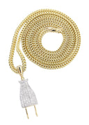 10K Yellow Gold Plug Diamond Pendant & Franco Chain | 0.66 Carats