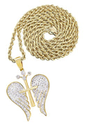 10K Yellow Gold Wings Pendant & Rope Chain | 0.77 Carats