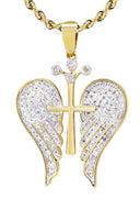 10K Yellow Gold Wings Pendant & Rope Chain | 0.77 Carats