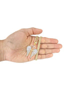 10K Yellow Gold Wings Pendant & Rope Chain | 0.77 Carats