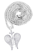 10K White Gold Wings Pendant & Rope Chain | 0.86 Carats