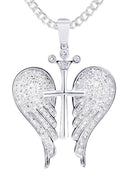 10K White Gold Wings Pendant & Rope Chain | 0.86 Carats