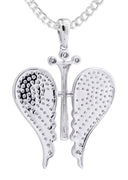 10K White Gold Wings Pendant & Rope Chain | 0.86 Carats
