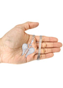 10K White Gold Wings Pendant & Rope Chain | 0.86 Carats