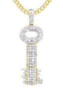 10K Yellow Gold Key Pendant & Cuban Chain | 2.78 Carats