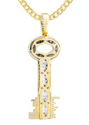 10K Yellow Gold Key Pendant & Cuban Chain | 2.78 Carats