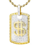 10K Yellow Gold Dog Tag Pendant & Rope Chain | 0.52 Carats