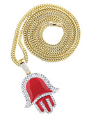 10K Yellow Gold Hamsa Pendant & Franco Chain | 0.8 Carats