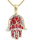 10K Yellow Gold Hamsa Pendant & Franco Chain | 0.8 Carats