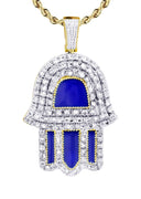10K Yellow Gold Hamsa Pendant & Rope Chain | 0.76 Carats