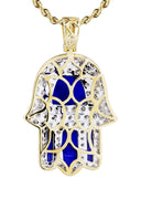 10K Yellow Gold Hamsa Pendant & Rope Chain | 0.76 Carats