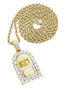 10K Yellow Gold RIP Pendant & Rope Chain | 0.85 Carats