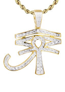 10K Yellow Gold Eye of Ra Pendant & Rope Chain | 0.71 Carats