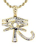 10K Yellow Gold Eye of Ra Pendant & Rope Chain | 0.71 Carats