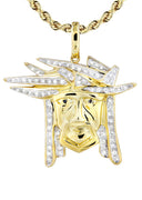 10K Yellow Gold Jesus Pendant & Rope Chain | 0.42 Carats