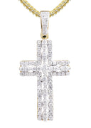 10K Yellow Gold Cross Pendant & Franco Chain | 1.26 Carats