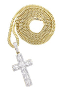 10K Yellow Gold Cross Pendant & Franco Chain | 1.26 Carats