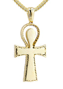 10K Yellow Gold Ankh Pendant & Franco Chain | 0.77 Carats