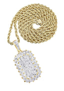 10K Yellow Gold Dog Tag Pendant & Rope Chain | 1.73 Carats