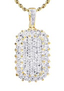10K Yellow Gold Dog Tag Pendant & Rope Chain | 1.73 Carats
