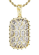 10K Yellow Gold Dog Tag Pendant & Rope Chain | 1.73 Carats