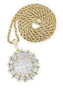 10K Yellow Gold Round Pendant & Rope Chain | 3.08 Carats