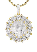 10K Yellow Gold Round Pendant & Rope Chain | 3.08 Carats