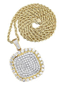 10K Yellow Gold Round Pendant & Rope Chain | 3.34 Carats
