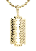 10K Yellow Gold Razor Blade Barber Pendant & Rope Chain | 0.77 Carats